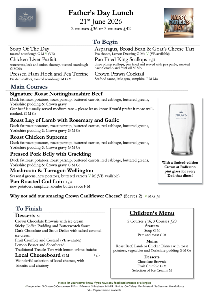 Fathers Day Menu