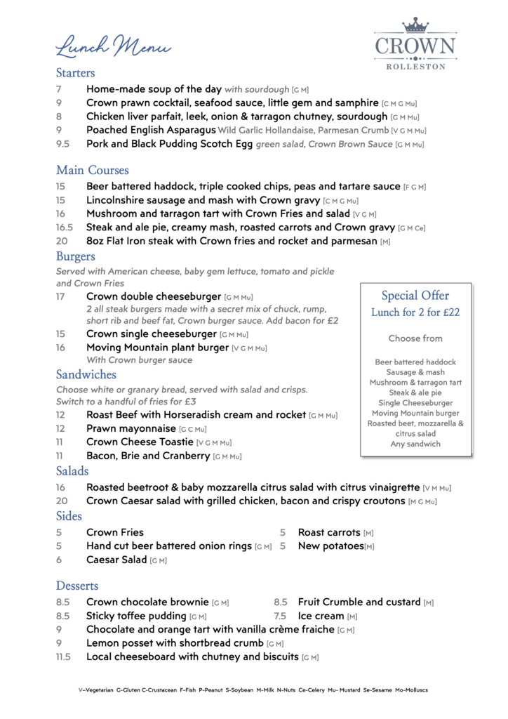 Lunch menu